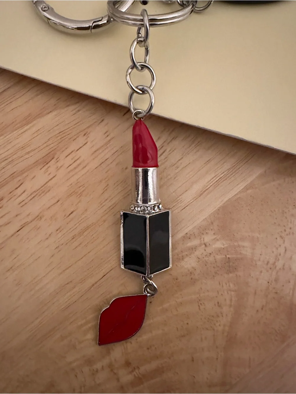 Skinnydip High Heel & Lipstick Tassel Keychain Charm in Black and Red